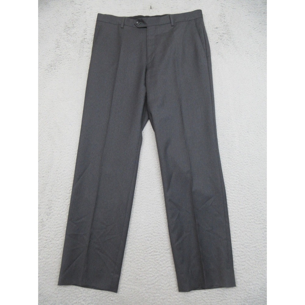 Jos A Bank Executive Collection Dress Pants Men 34R Gray 100% Wool Tailored Fit
